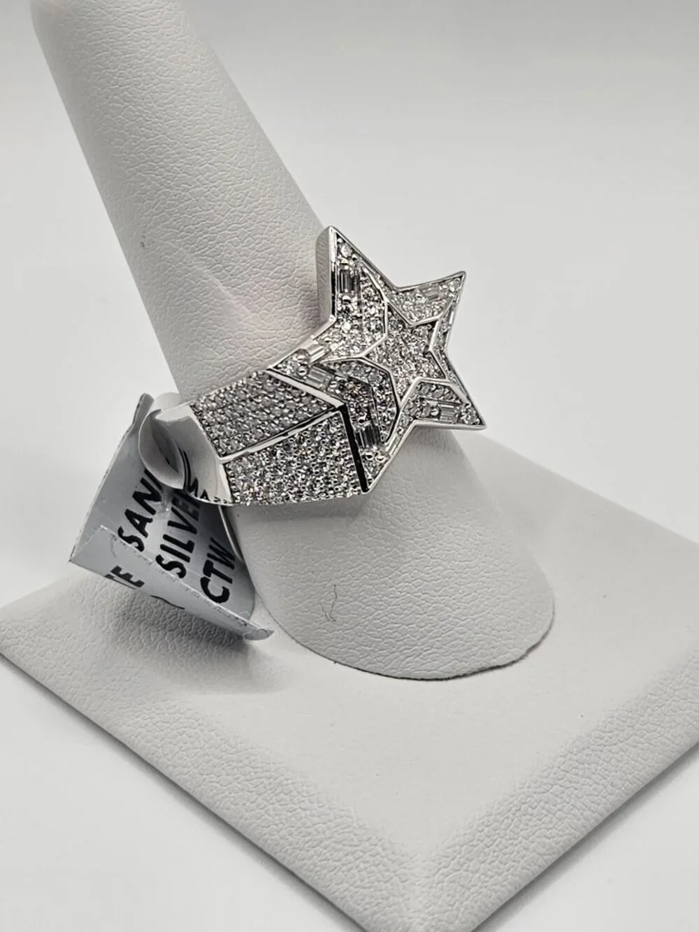 3 CTW Moissanite Men’s Star Statement Ring .925 Size 11